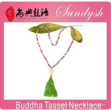 Buddha Schmuck handgemachte Boho Stil farbige Perle Quaste Halskette Buddha Halskette